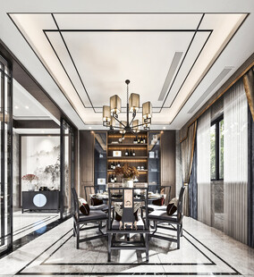 现代简约高级感新中式复古风客厅