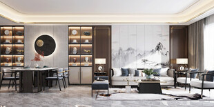 现代简约高级感新中式复古风客厅