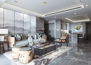 现代简约高级感新中式复古风客厅