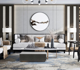 现代简约高级感新中式复古风客厅