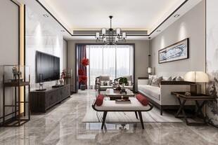 现代简约高级感新中式复古风客厅