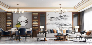 现代简约高级感新中式复古风客厅