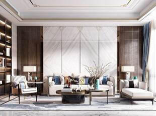 现代简约高级感新中式复古风客厅