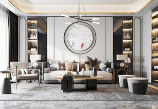 现代简约高级感新中式复古风客厅