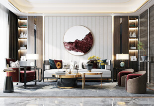 现代简约高级感新中式复古风客厅