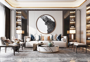 现代简约高级感新中式复古风客厅