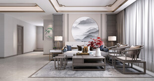 现代简约高级感新中式复古风客厅