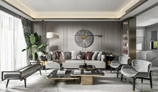 现代简约高级感新中式复古风客厅