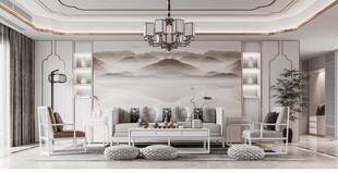 现代简约高级感新中式复古风客厅