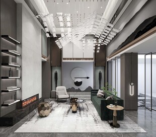 现代简约高级感新中式复古风客厅