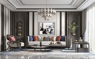 现代简约高级感新中式复古风客厅