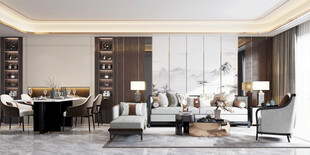 现代简约高级感新中式复古风客厅