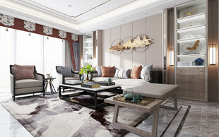 现代简约高级感新中式复古风客厅