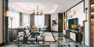 现代简约高级感新中式复古风客厅