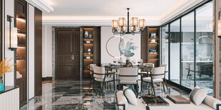 现代简约高级感新中式复古风客厅