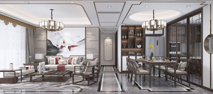 现代简约高级感新中式复古风客厅