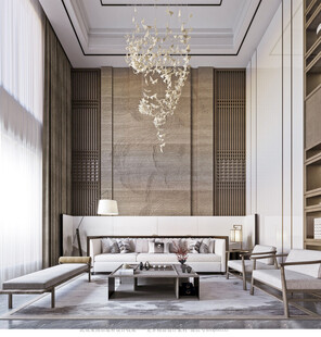 现代简约高级感新中式复古风客厅