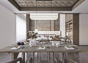 现代简约高级感新中式复古风客厅