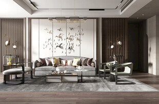 现代简约高级感新中式复古风客厅