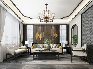 现代简约高级感新中式复古风客厅
