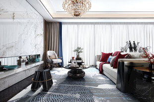 现代简约高级感新中式复古风客厅