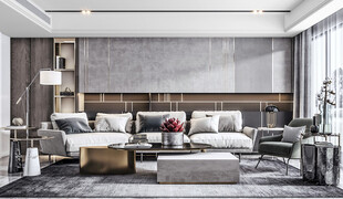 现代简约高级感新中式复古风客厅