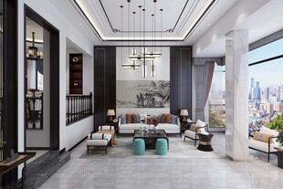 现代简约高级感新中式复古风客厅