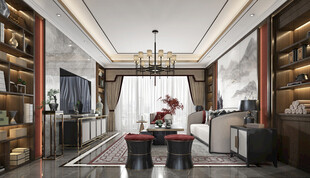 现代简约高级感新中式复古风客厅