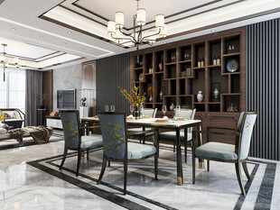 现代简约高级感新中式复古风客厅