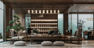 现代简约高级感新中式复古风客厅