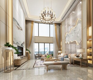 现代简约高级感新中式复古风客厅
