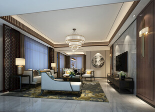 现代简约高级感新中式复古风客厅