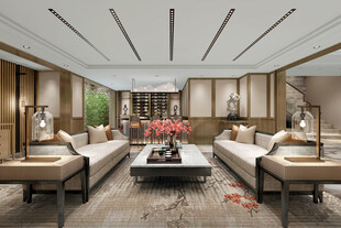 现代简约高级感新中式复古风客厅