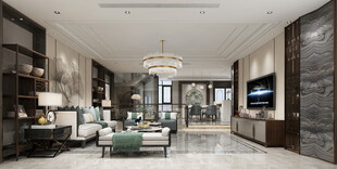 现代简约高级感新中式复古风客厅