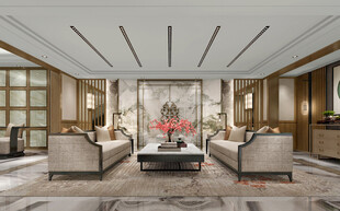 现代简约高级感新中式复古风客厅