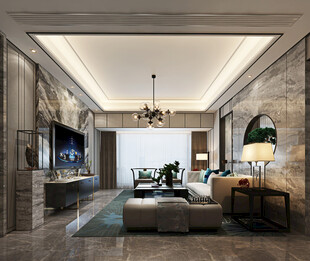 现代简约高级感新中式复古风客厅