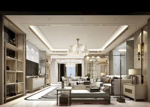 现代简约高级感新中式复古风客厅