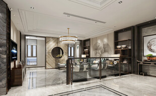 现代简约高级感新中式复古风客厅