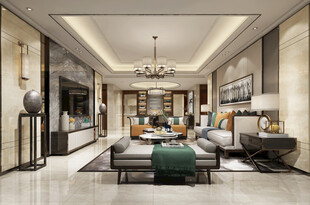现代简约高级感新中式复古风客厅