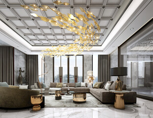 现代简约高级感新中式复古风客厅