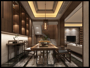 现代简约高级感新中式复古风客厅