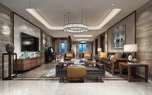 现代简约高级感新中式复古风客厅
