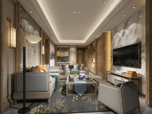 现代简约高级感新中式复古风客厅