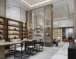 现代简约高级感新中式复古风客厅