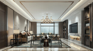 现代简约高级感新中式复古风客厅
