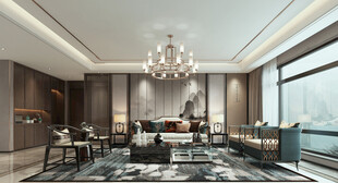 现代简约高级感新中式复古风客厅