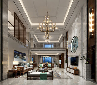 现代简约高级感新中式复古风客厅