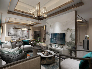 现代简约高级感新中式复古风客厅