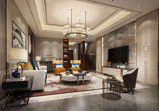 现代简约高级感新中式复古风客厅