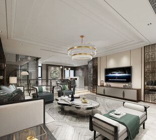 现代简约高级感新中式复古风客厅